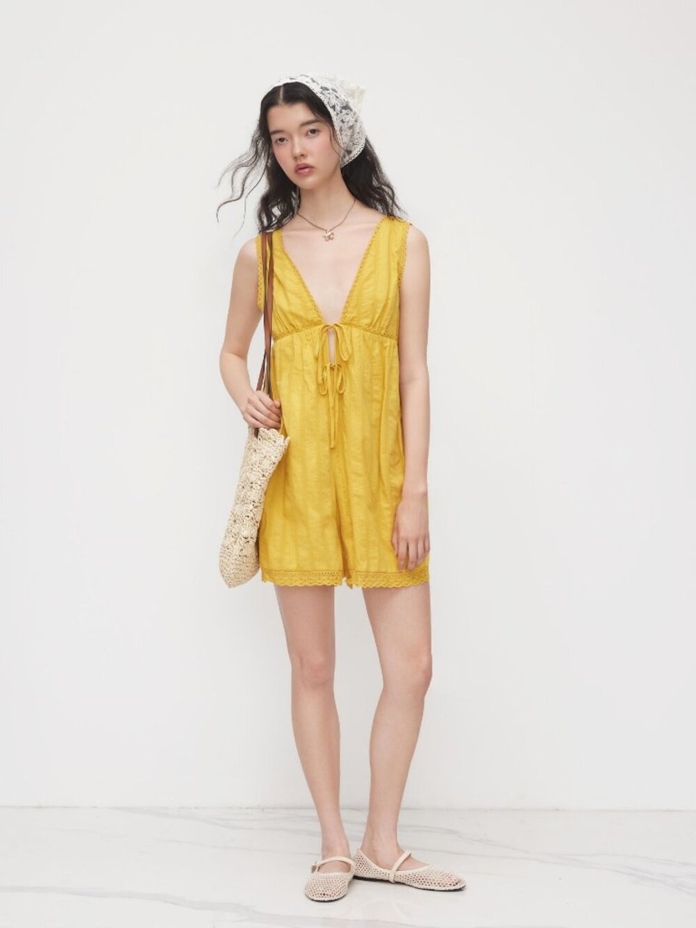 Cider Shorts Romper Yellow Sz XL